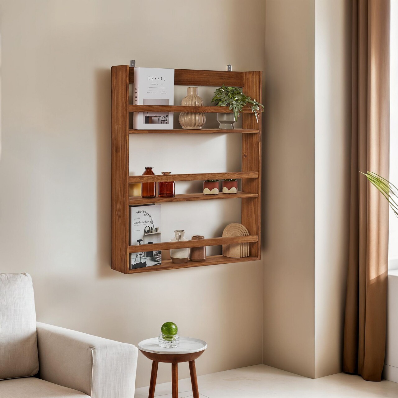 Raft de perete, Hanah Home, Cm-067, 73x14x90 cm, Lemn - imagine 5